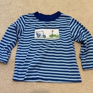 Anavini Hand Smocked Blue Golf Shirt 2T